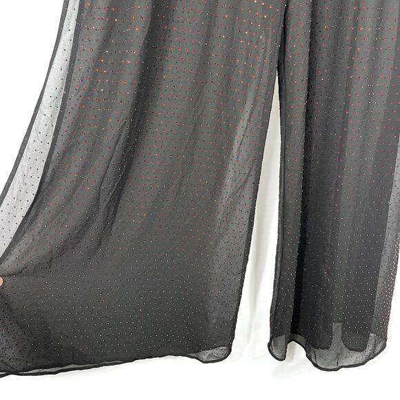Dundas Gem Jumpsuit Black Ruby Crystal Embellished Sheer Sz S - Picture 4 of 12